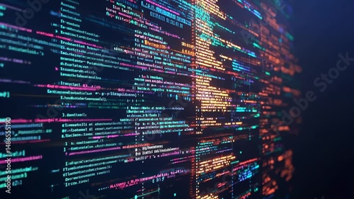 Abstract Digital Code Stream: A vibrant visualization of programming code, showcasing the beauty and complexity of software development.