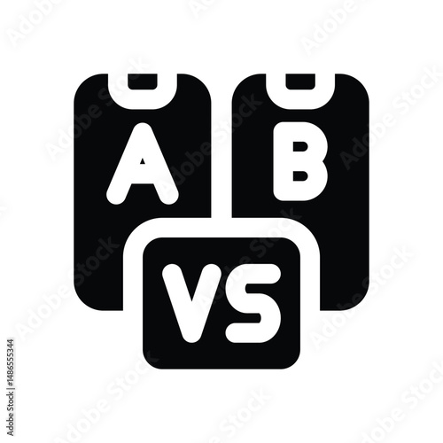 ab testing glyph icon. Strong and solid vector icon for websites, mobile interfaces, presentations, and visual branding. High quality and easy to edit.