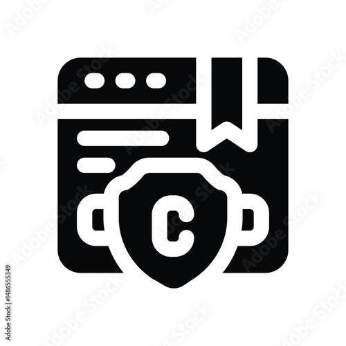 copyright glyph icon. Strong and solid vector icon for websites, mobile interfaces, presentations, and visual branding. High quality and easy to edit.