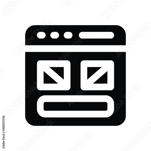 web wireframe glyph icon. Strong and solid vector icon for websites, mobile interfaces, presentations, and visual branding. High quality and easy to edit.