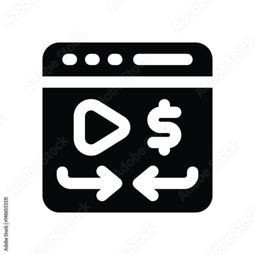 monetization glyph icon. Strong and solid vector icon for websites, mobile interfaces, presentations, and visual branding. High quality and easy to edit.