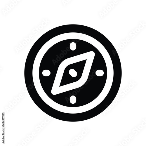 compass glyph icon. Strong and solid vector icon for websites, mobile interfaces, presentations, and visual branding. High quality and easy to edit.