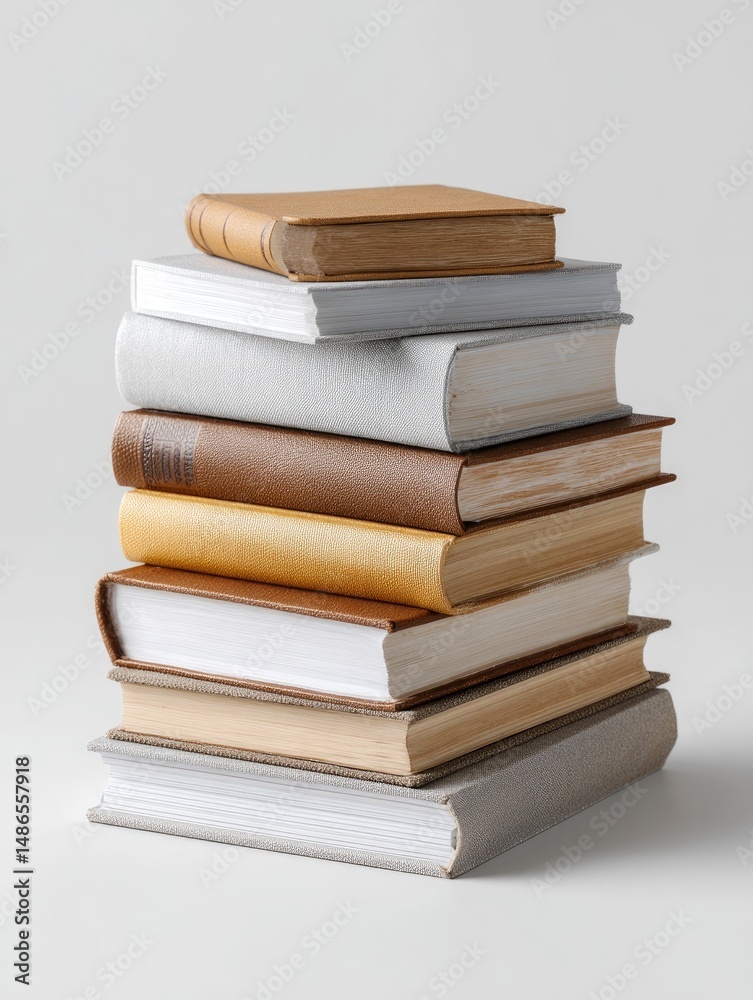 Stack of Leather-Bound Books: A Minimalist Still Life Stack of Leather-Bound Books: A Minimalist Still Life