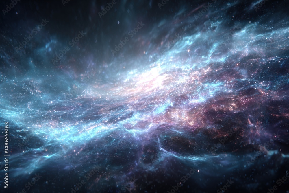 Fototapeta premium An impressive view of an exploding nebula with vibrant colors and cosmic dust particles, creating a dramatic and captivating scene in the universe backdrop.