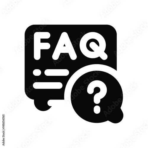 faq glyph icon. Strong and solid vector icon for websites, mobile interfaces, presentations, and visual branding. High quality and easy to edit.