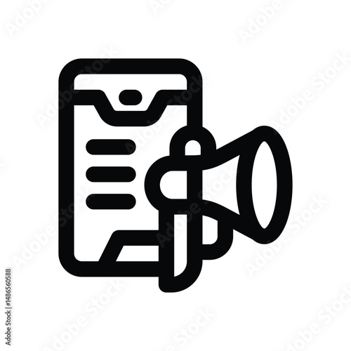 mobile marketing line icon. Clean and minimalist vector icon for websites, mobile apps, presentations, and logos. Fully scalable and customizable for any project.