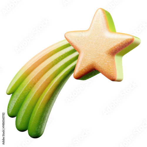 Colorful shooting star with sparkling star and vibrant trails, evoking sense of wonder and joy