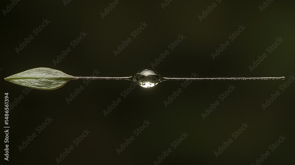 Fototapeta premium Nature Photography Dewdrop Leaf Stem Minimalist Macro