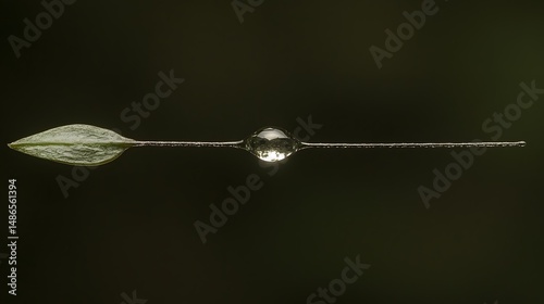 Nature Photography Dewdrop Leaf Stem Minimalist Macro