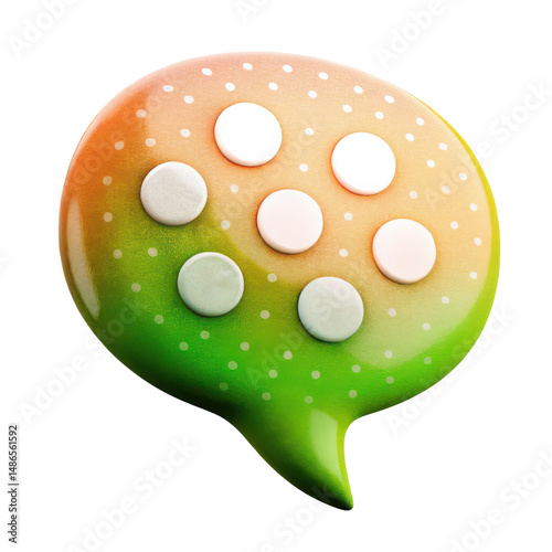 Colorful speech bubble with dots, representing communication and conversation