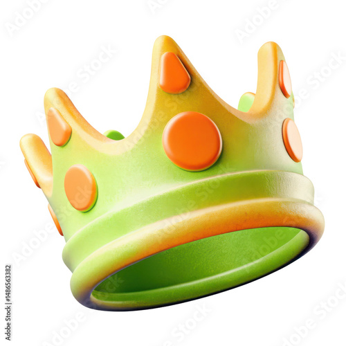 Colorful crown with orange dots and green base, perfect for playful themes