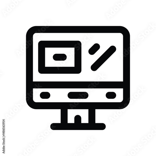 monitor line icon. Clean and minimalist vector icon for websites, mobile apps, presentations, and logos. Fully scalable and customizable for any project.