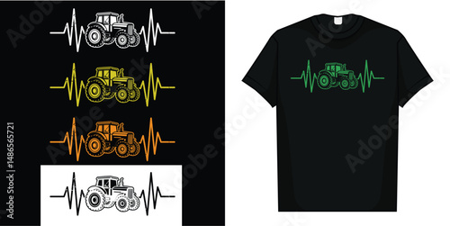 Tractor Heartbeat Shirt - Best T-Shirt for Farmers T-Shirt