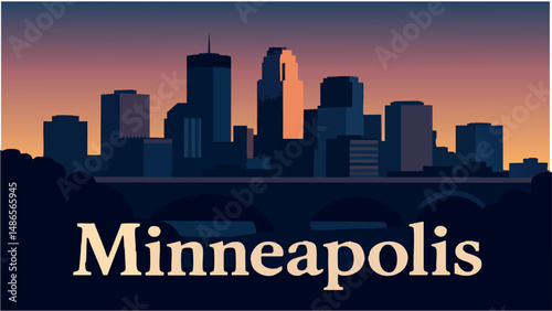 Minneapolis Skyline with Mississippi River.eps