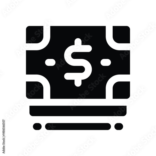 money glyph icon. Strong and solid vector icon for websites, mobile interfaces, presentations, and visual branding. High quality and easy to edit.