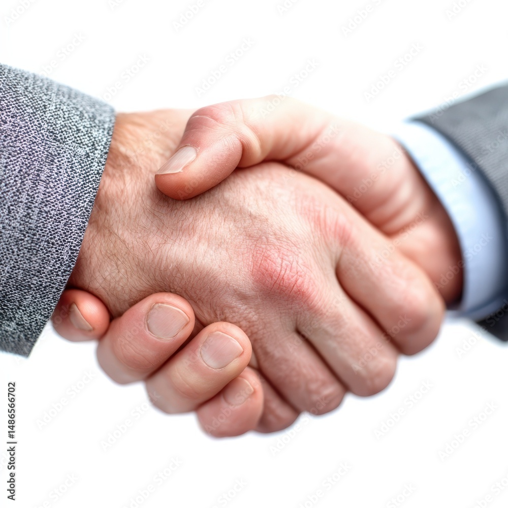 Fototapeta premium Close up image of a firm handshake between two businesspeople showing trust and agreement