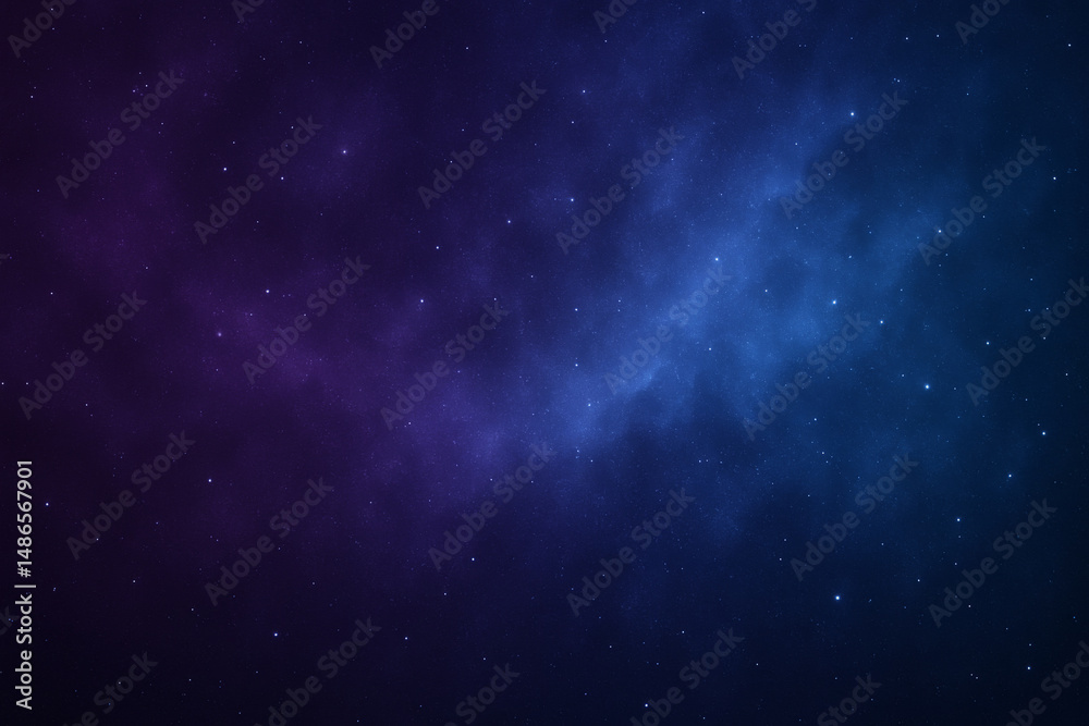 Fototapeta premium Vivid night sky filled with stars and deep galaxy colors blending blue and purple in cosmic space view