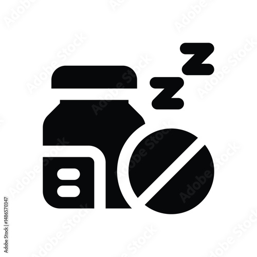 sleeping pill glyph icon. Strong and solid vector icon for websites, mobile interfaces, presentations, and visual branding. High quality and easy to edit.
