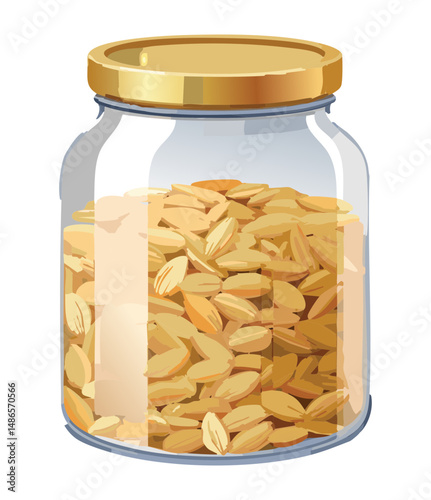 Airtight Jar of Cooked Groundnuts - Vector Illustration