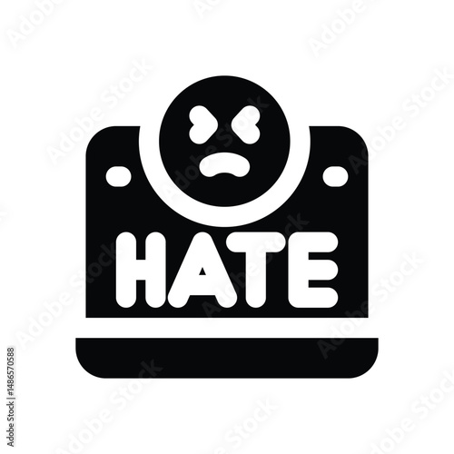hate glyph icon. Strong and solid vector icon for websites, mobile interfaces, presentations, and visual branding. High quality and easy to edit.