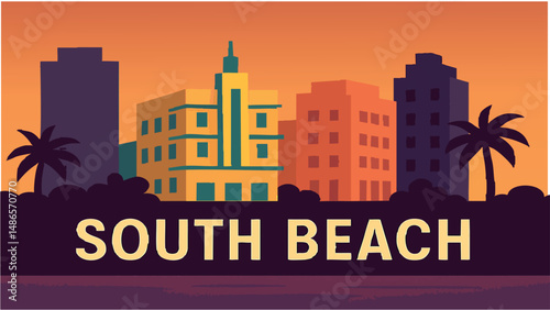 South Beach Miami at Sunset.eps
