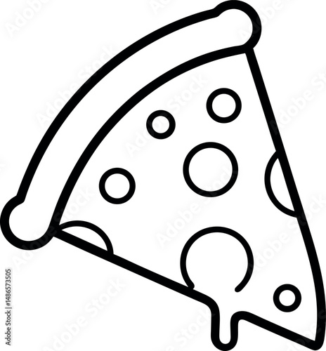 Pizza Slice Outline Icon - Classic Fast Food Symbol on transparent background