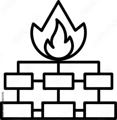 Network Fire Wall Outline Icon Design On Transparent Background 