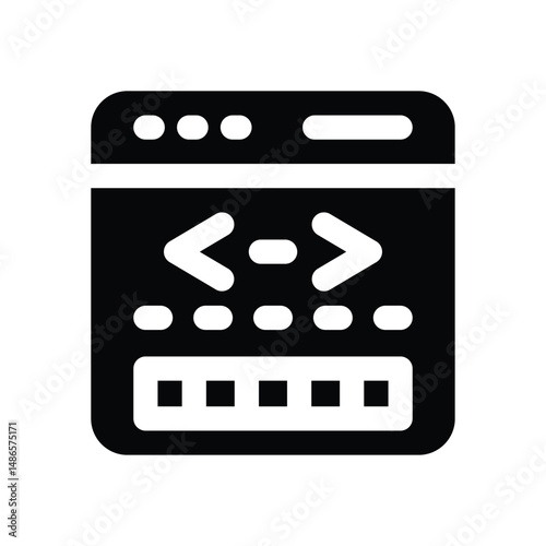 meta description glyph icon. Strong and solid vector icon for websites, mobile interfaces, presentations, and visual branding. High quality and easy to edit.