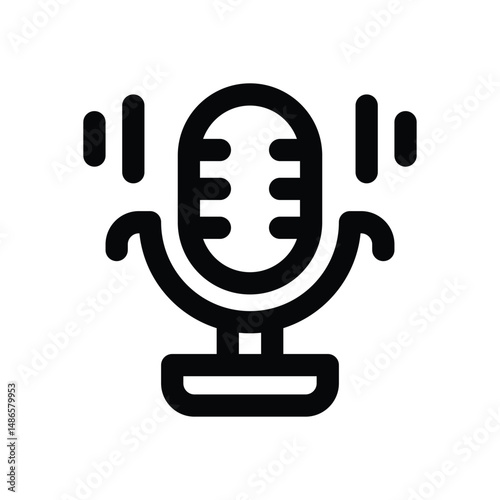 microphone line icon. Clean and minimalist vector icon for websites, mobile apps, presentations, and logos. Fully scalable and customizable for any project.