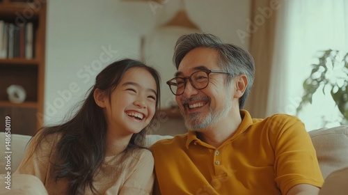 Wallpaper Mural Happy Father and Daughter Sharing a Laugh at Home Torontodigital.ca