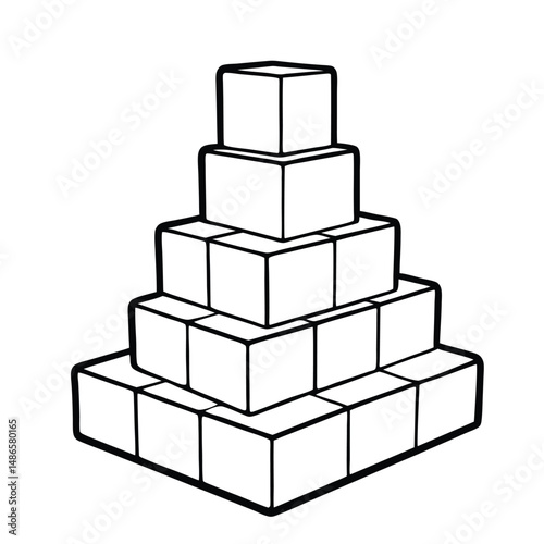 Pyramid Stacking Blocks: Educational Toy & Building Game Coloring Page