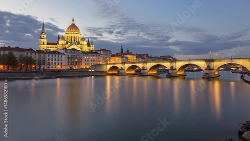 A time-lapse video of Rome's golden dawn over the River Tiber, Vatican City panorama, Italy. 