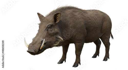 Schilderij op canvas Isolated Warthog Standing Side View