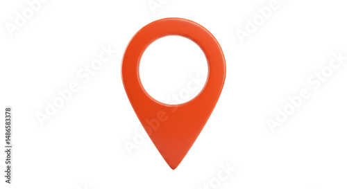 Isolated Glossy Orange Map Pointer Navigation
