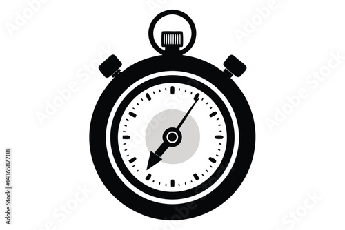 Black stopwatch displays short time measurement with clear indicators against plain background