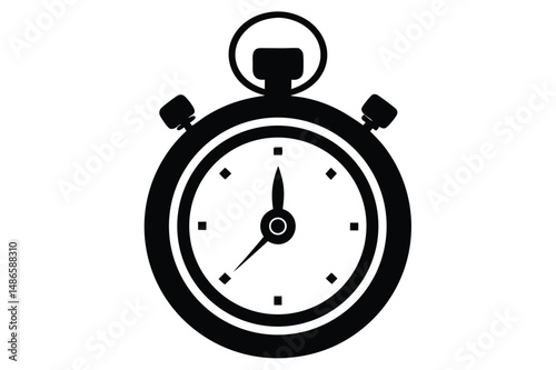 A single black stopwatch with hands pointing towards the twelve and four o'clock position