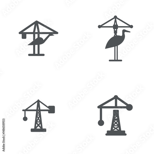 Crane icons, vector icons, simple shapes, icon sheet

