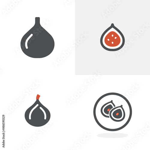 Fig icons, vector icons, simple shapes, icon sheet