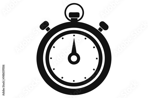 Black simple stopwatch icon displays precise minute tracking for any time related need