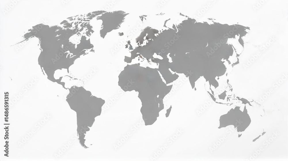 Fototapeta premium Simple Gray World Map for Global Business Concepts
