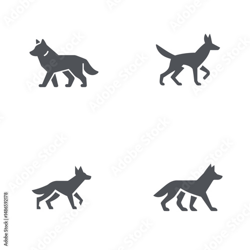 Jackal icons, vector icons, simple shapes, icon sheet
