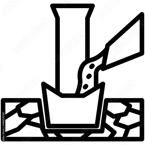 Concrete mini illustration black outline icon, use for civil engineering, industry, construction, UI, UX kit, app and web development, digital or print.