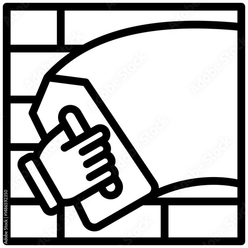 Grouter mini illustration black outline icon, use for civil engineering, industry, construction, UI, UX kit, app and web development, digital or print.