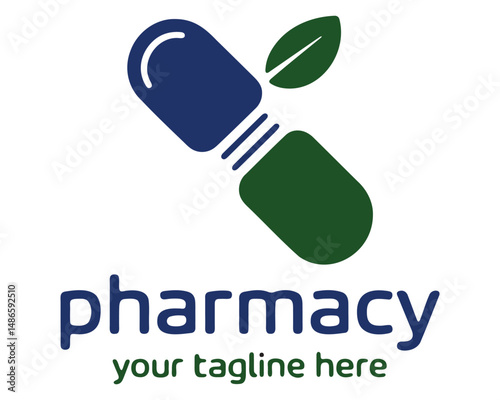 Modern Pharmacy Logo with Natural Elements