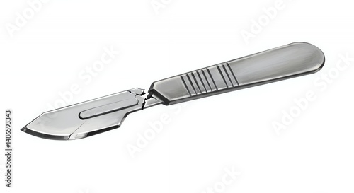 Fractured Sterile Scalpel Isolated on White Screen Background for Medical Concept and Illustrating Medical Equipment and Surgical Errors with Realistic Textures photo
