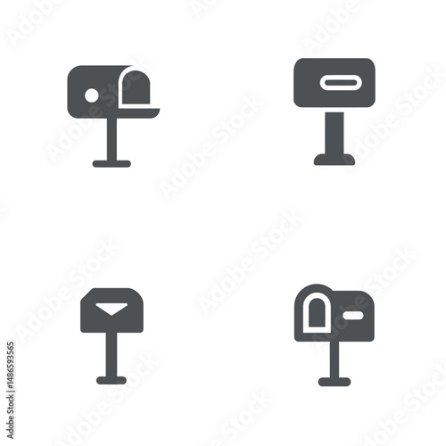 Mailbox icons, vector icons, simple shapes, icon sheet