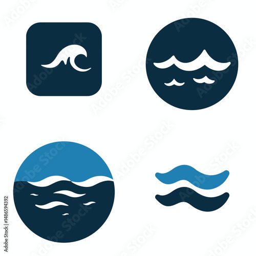 Ocean icons, vector icons, simple shapes, icon Sheet