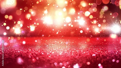 Red Glitter Bokeh Lights Background