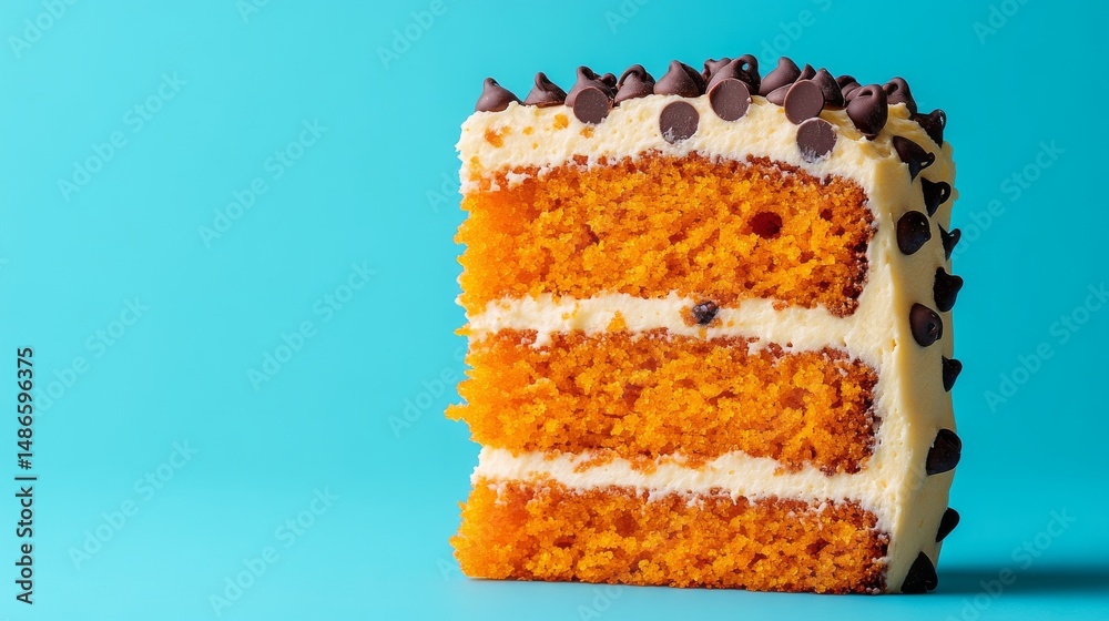 Fototapeta premium On the plate is a close-up view of one slice of cake, surrounded by several orange slices, including one that is adjacent to the cake