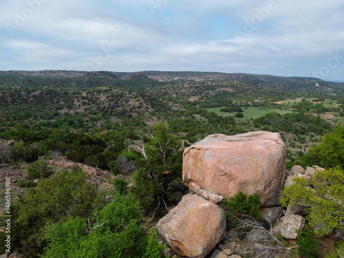 Aerial video from a drone of the Texas Hill Country near Fredericksburg, Texas